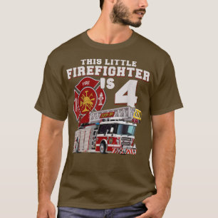Fire Truck 4rd Birthday Firefighter boy T-Shirt