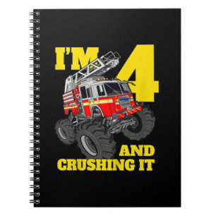 Fire Truck 4th Birthday Boy 4 Firefighter Gift Notebook