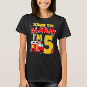 Fire Truck 5 Year Old Firefighter 5th Birthday Boy T-Shirt