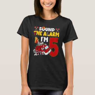 Fire Truck 5 Year Old Firefighter 5th Birthday Boy T-Shirt