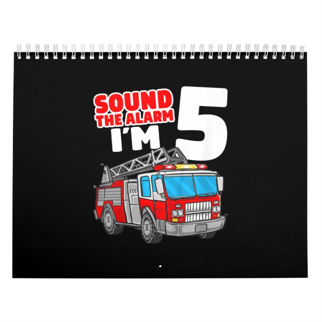 Fire Truck 5 Year Old Firefighter 5th Birthday Calendar (Cover)