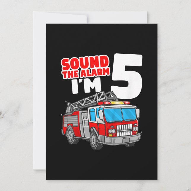 Fire Truck 5 Year Old Firefighter 5th Birthday Holiday Card (Front)