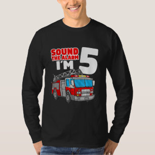 Fire Truck 5 Year Old Firefighter 5th Birthday T-Shirt