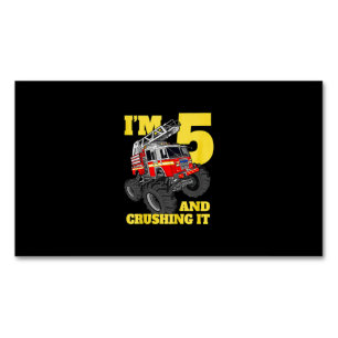 Fire Truck 5th Birthday Boy 5 Firefighter Gift Magnetic Business Card