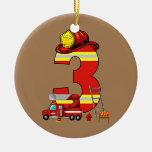 Fire Truck 5th Birthday Boy 5 Year Old Toddler Ceramic Tree Decoration