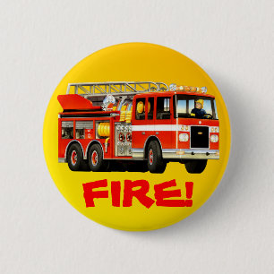 Fire Truck 6 Cm Round Badge
