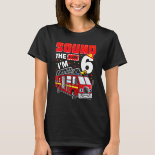 Fire Truck 6th Birthday Boy 6 Year Old Firefighter T-Shirt
