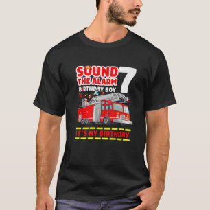 Fire Truck 7 Year Old Firefighter 7Th Birthday Boy T-Shirt