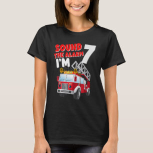 Fire Truck 7 Year Old Firefighter 7th Birthday Boy T-Shirt