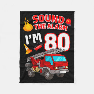 Fire Truck 80th Birthday Firefighter Fireman 80 Ye Fleece Blanket