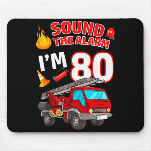 Fire Truck 80th Birthday Firefighter Fireman 80 Ye Mouse Pad