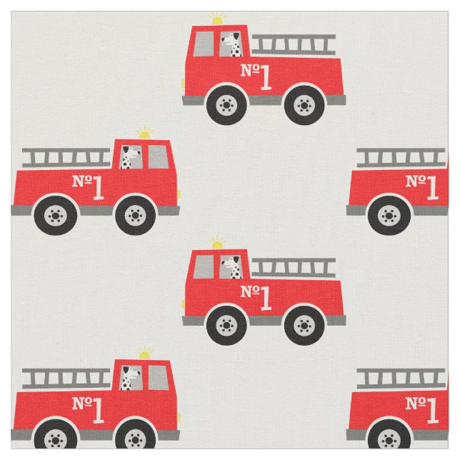 Fire Truck and Dalmatian Fabric (Close Up)