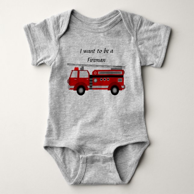 Fire Truck - Baby Romper Bodysuit (Front)