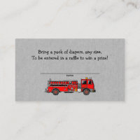 Fire Truck baby shower diaper raffle tickets Enclo