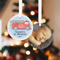Fire Truck Baby's 1st Christmas Photo Keepsake