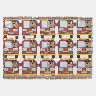 Fire Truck Bear Throw Blanket