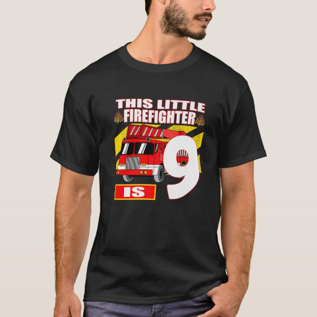 Fire Truck Birthday - 9 Year Old T-Shirt (Front)