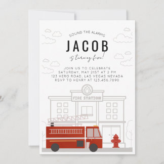 Fire Truck Birthday Invitation