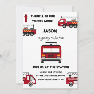 Fire Truck Birthday Invitation Fireman Party