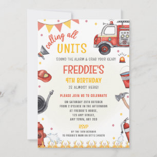 Fire Truck Birthday Invitation - Sound the Alarm 