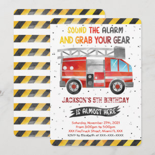 Fire Truck Birthday Invitations