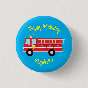 Fire Truck Birthday Party  3 Cm Round Badge