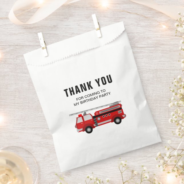 Fire Truck Birthday Party Favour Bags (Clipped)