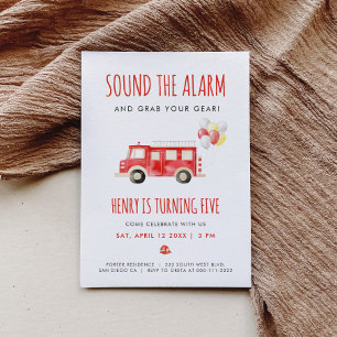 Fire Truck Birthday Party Invitation