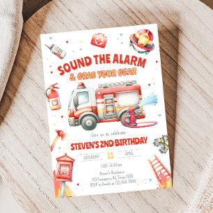 Fire Truck Birthday Party  Invitation