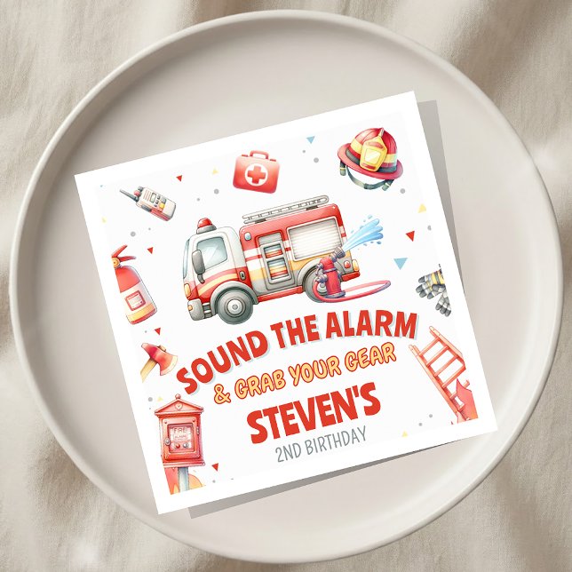 Fire Truck Birthday Party Napkin (Creator Uploaded)