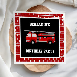 Fire Truck Birthday Party Paper Napkin