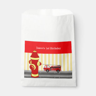 Fire truck birthday party personalised favour bags