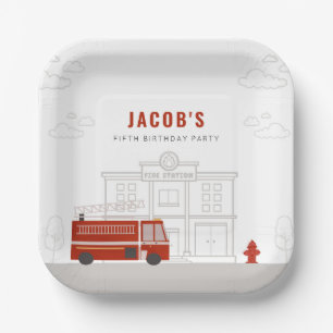 Fire Truck Birthday Party Plates