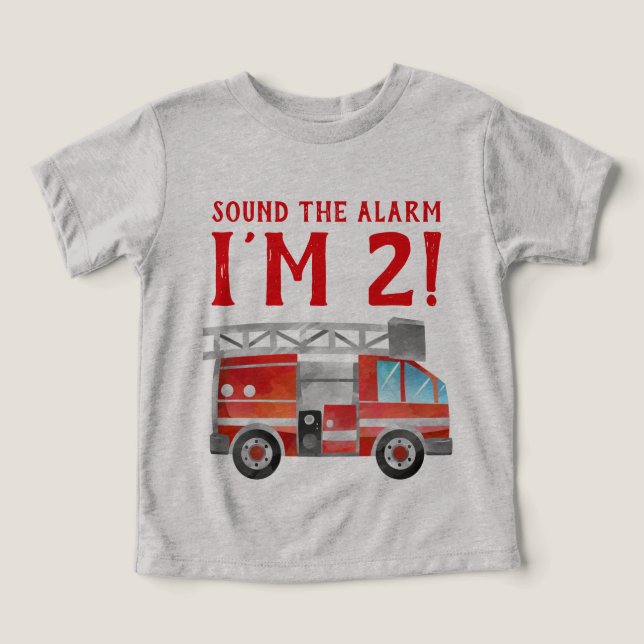 Fire Truck Birthday Party T-Shirt (Design Front)