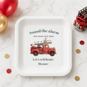 Fire Truck Birthday Sound the Alarm Paper Plate