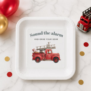 Fire Truck Birthday Sound the Alarm Paper Plate
