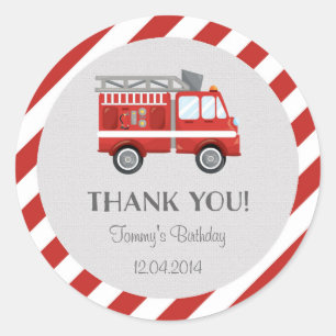 Fire Truck Birthday Sticker