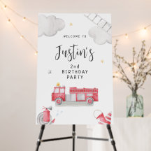 Fire truck Birthday Welcome Sign, fire station