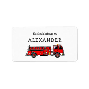 Fire Truck bookplate library book label