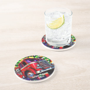 Fire Truck Christmas Coaster