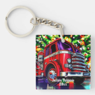 Fire Truck Christmas Key Ring