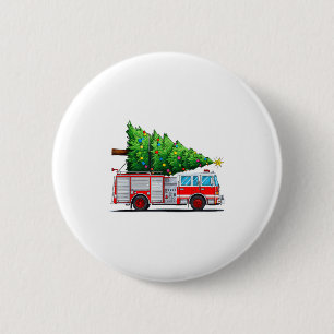 Fire Truck Christmas Tree Xmas Lights Firefighter 6 Cm Round Badge