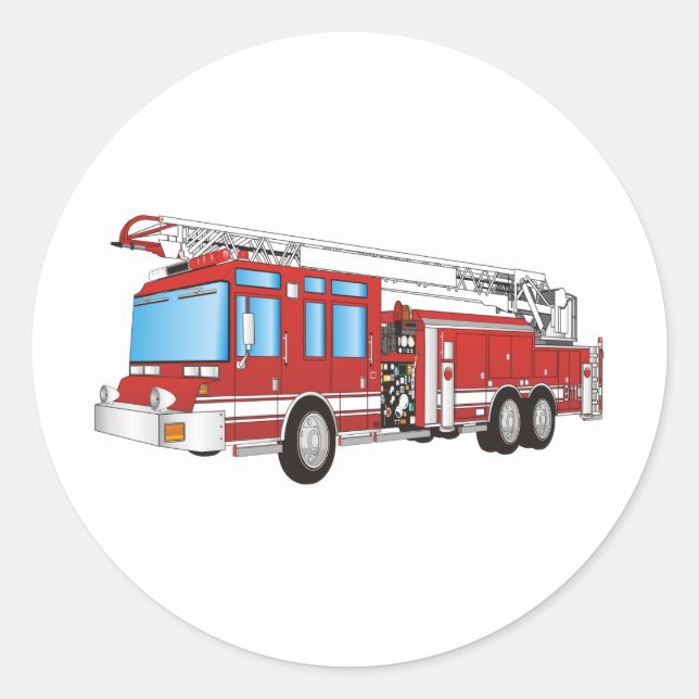 Fire Truck Classic Round Sticker (Front)