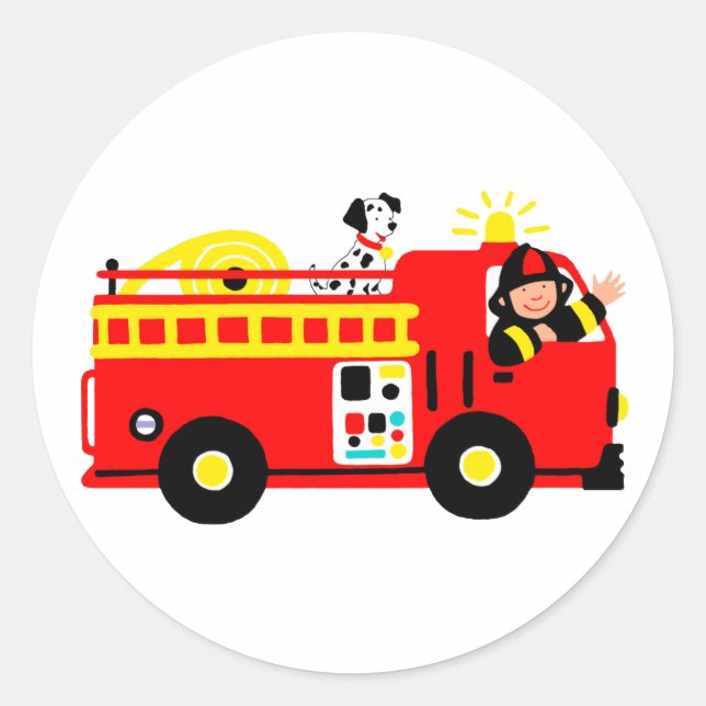 Fire Truck Classic Round Sticker (Front)