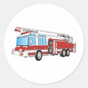Fire Truck Classic Round Sticker