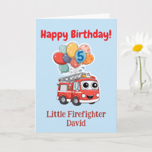 Fire Truck Congratulations, Custom 5th Birthday Card