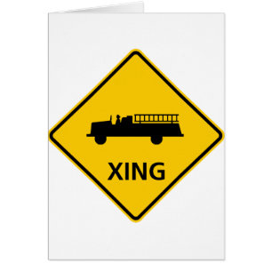 Fire Truck Crossing Highway Sign