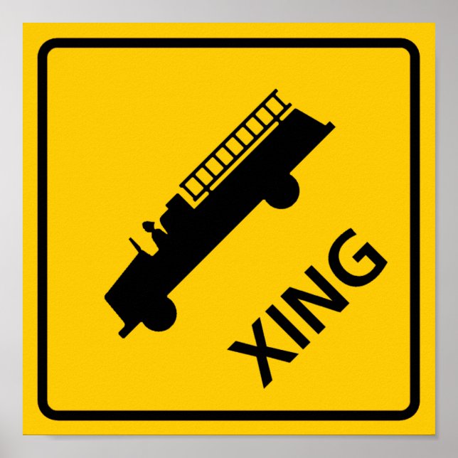 Fire Truck Crossing Highway Sign (Front)