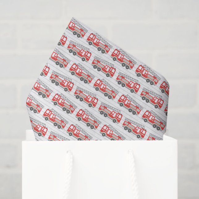 Fire Truck Decoupage Paper, Firefighter Tissue Paper (Gift Bag)