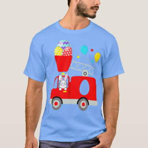 Fire Truck Easter Egg Cute Bunny Firefighter  T-Shirt